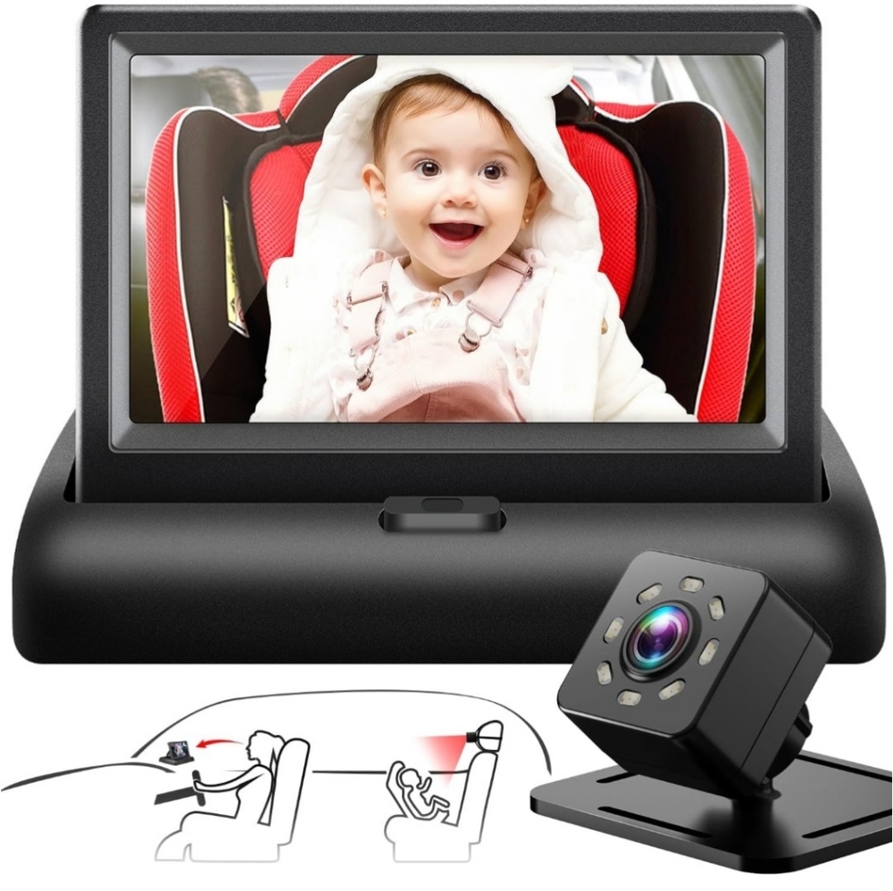 Shynerk Baby Car Mirror 4.3'' HD Night Vision Function Car Mirror Display Saf...